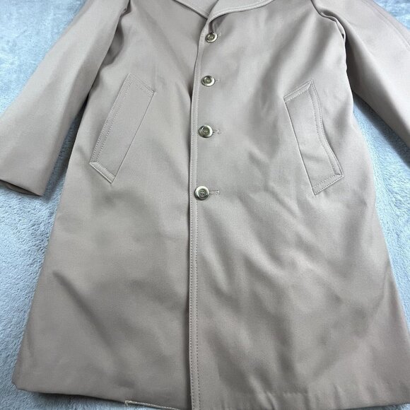 Vintage Sears Overcoat Mens 40 Beige Coat Zip Out Lining Dress Trench 70s Winter - Picture 13 of 14